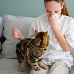 The teenager is allergic to a cat.
