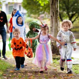 Kids trick or treat. Halloween fun for children